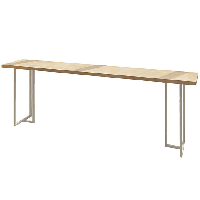 Pine Wood Bar Dining Table Contemporary Bar Table with Double Pedestal Base