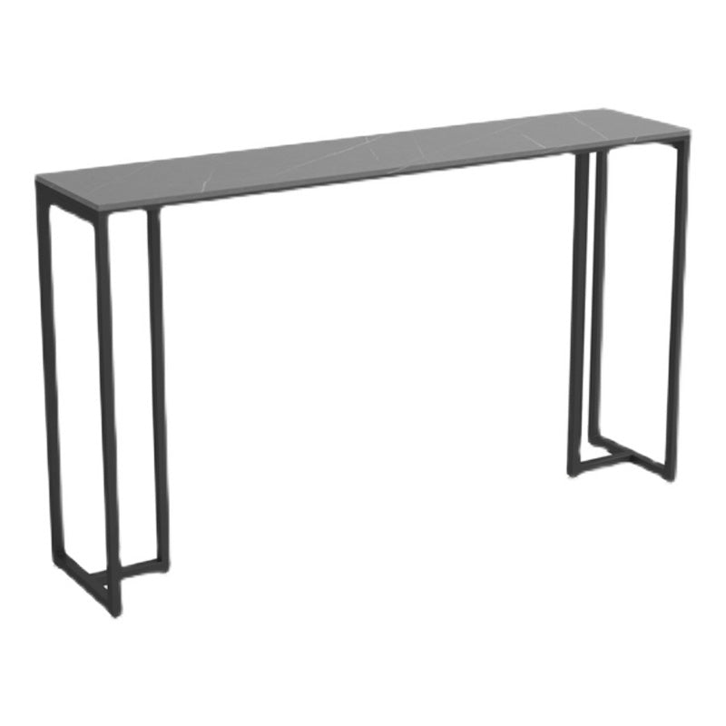 Stone Bar Dining Table Industrial Rectangle Bar Table with Black Base