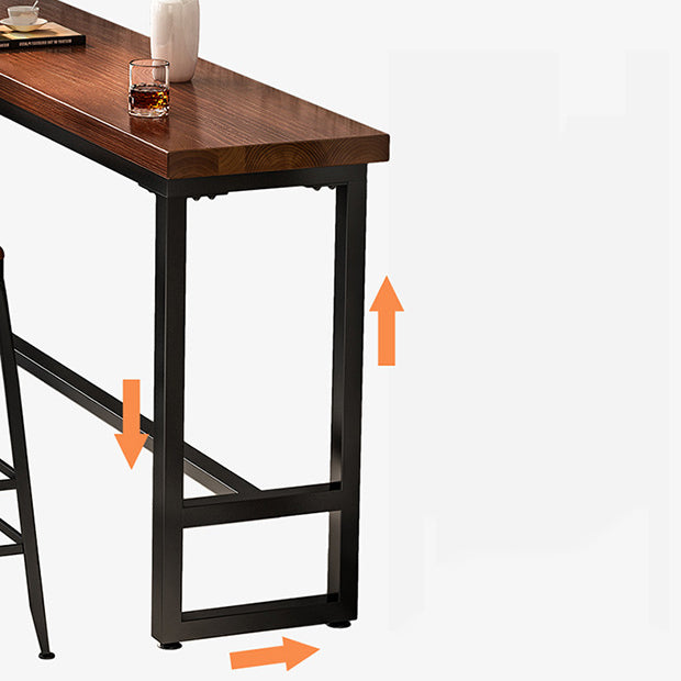 Rectangle Wood Bar Table Contemporary Bar Dining Table with Trestle Base