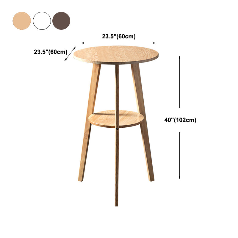Modern Style Round Bar Table Wood Top Pub Table for Dining Room