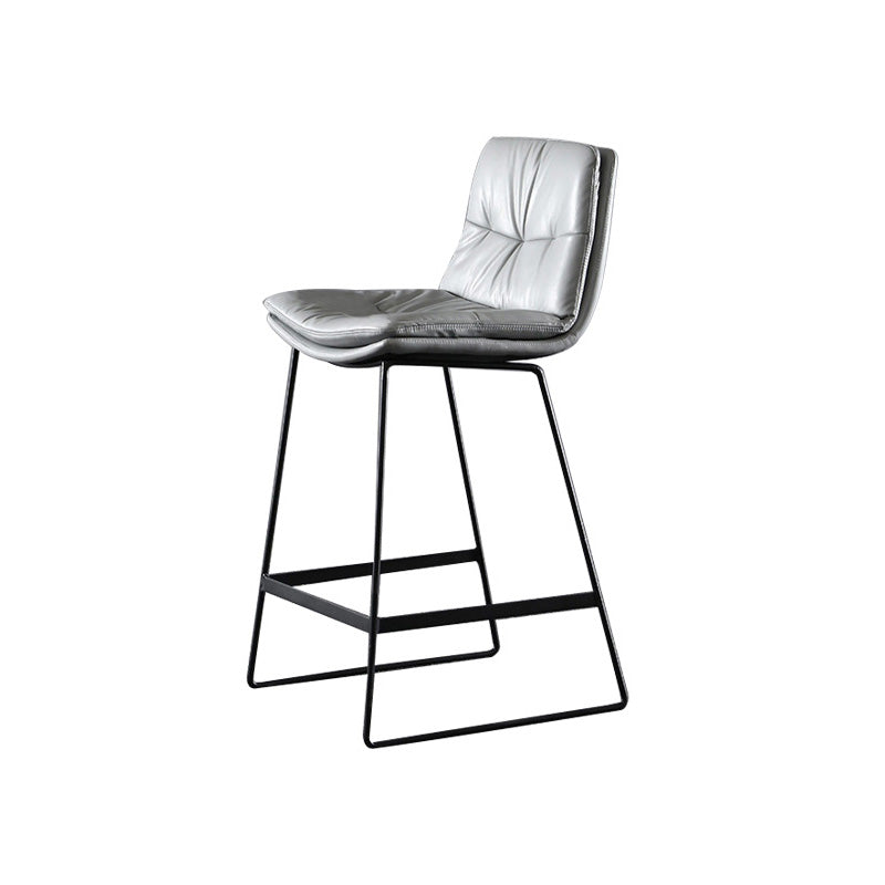 Modern Restaurant Leather Stool Matte Finish Footrest Low Back Barstool