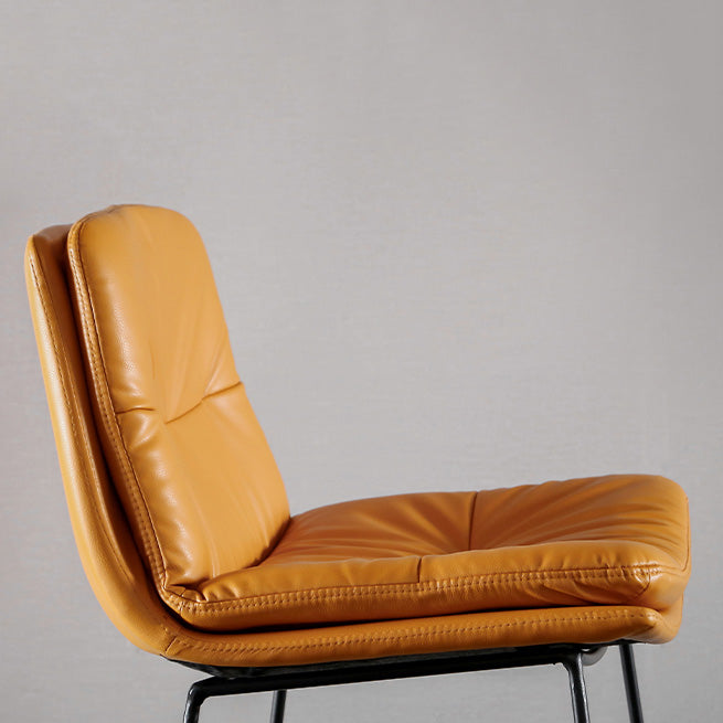 Modern Restaurant Leather Stool Matte Finish Footrest Low Back Barstool