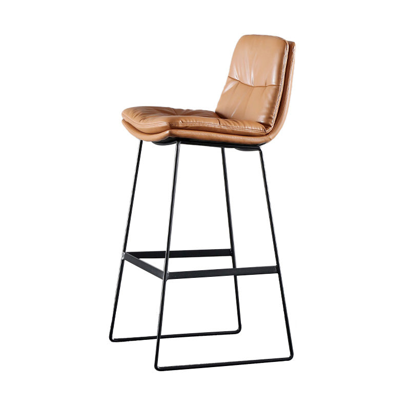 Modern Restaurant Leather Stool Matte Finish Footrest Low Back Barstool