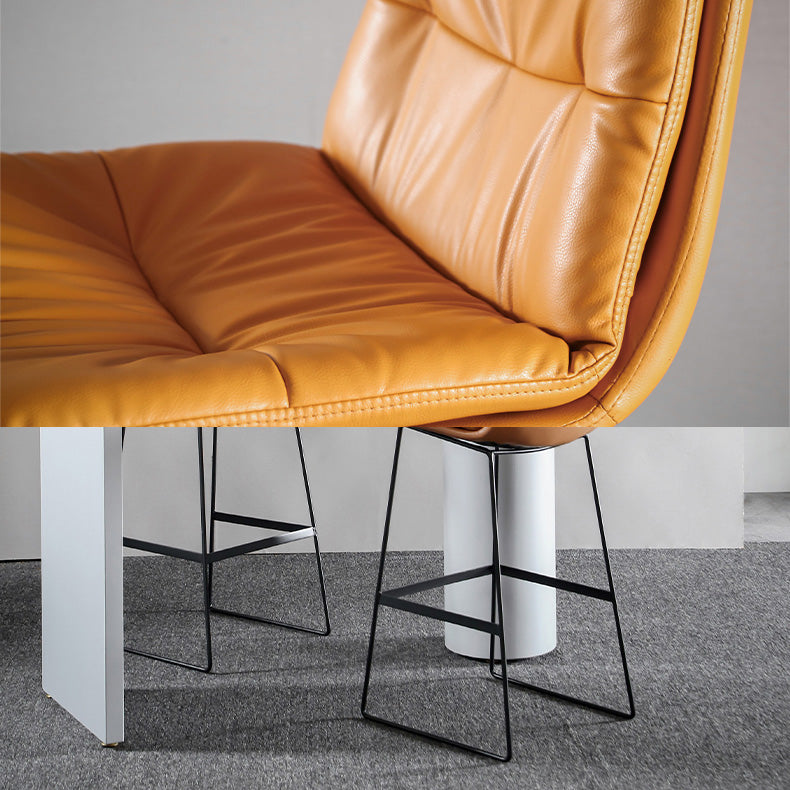 Modern Restaurant Leather Stool Matte Finish Footrest Low Back Barstool