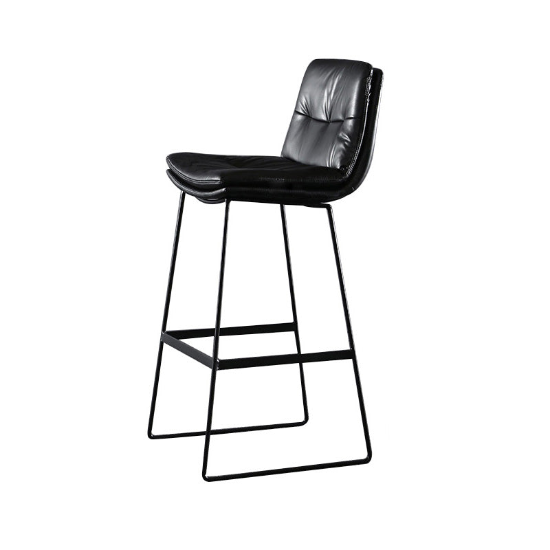 Modern Restaurant Leather Stool Matte Finish Footrest Low Back Barstool