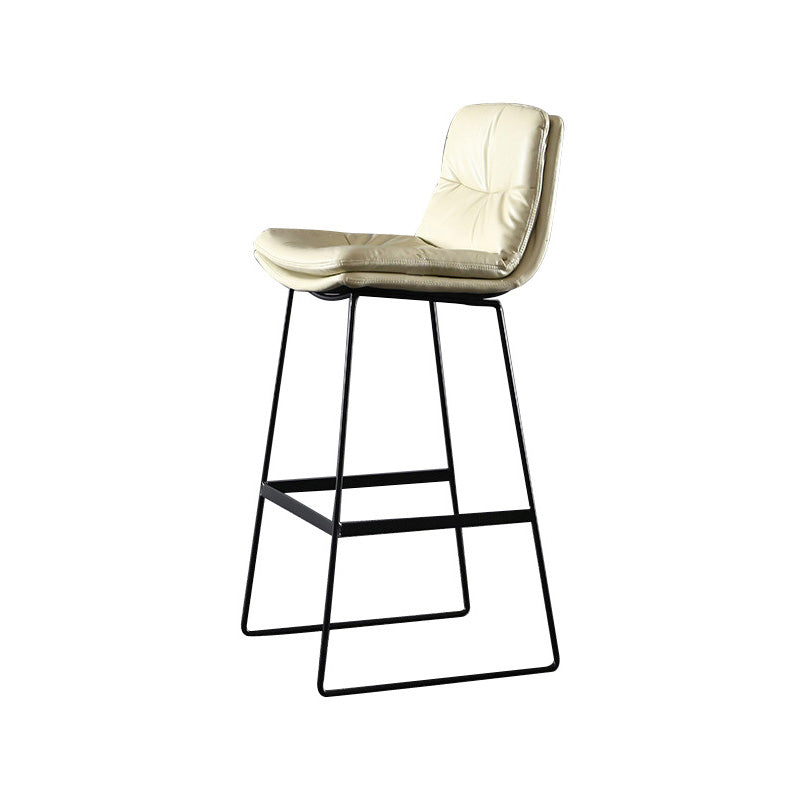 Modern Restaurant Leather Stool Matte Finish Footrest Low Back Barstool
