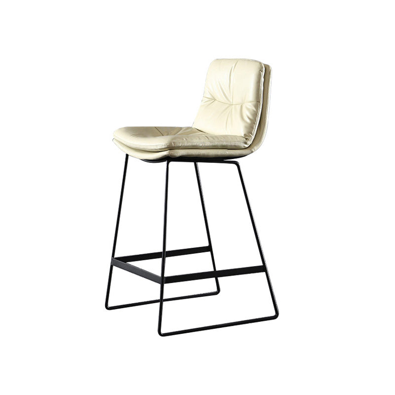 Modern Restaurant Leather Stool Matte Finish Footrest Low Back Barstool