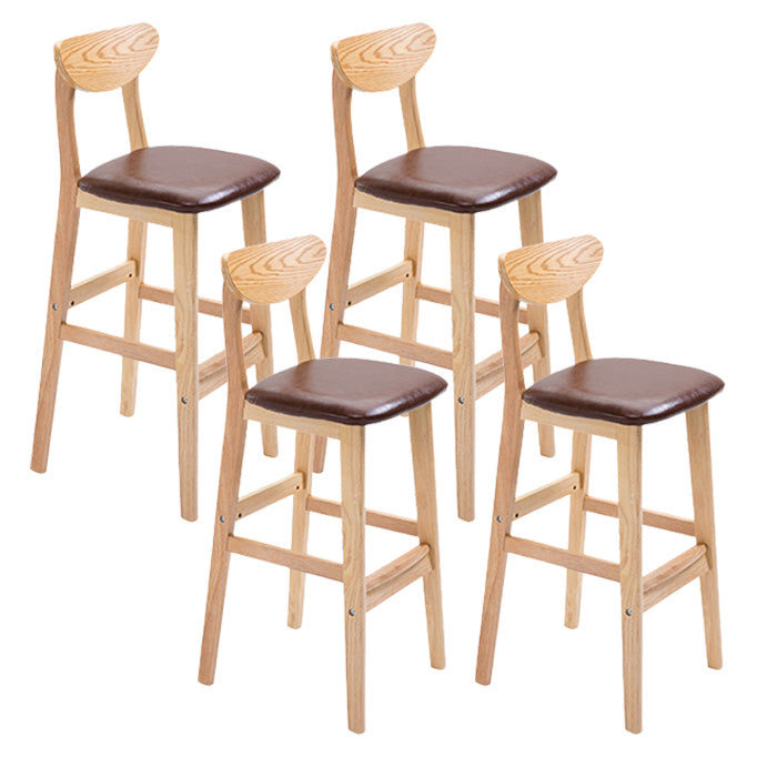 Scandinavian Oak Wood Upholstered Barstool Matte Finish Footrest Stool