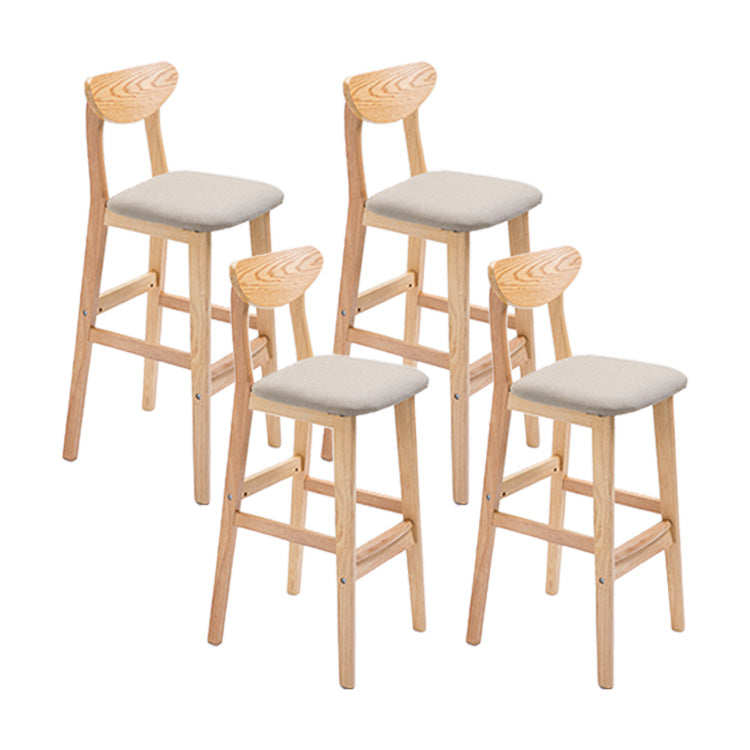 Scandinavian Oak Wood Upholstered Barstool Matte Finish Footrest Stool