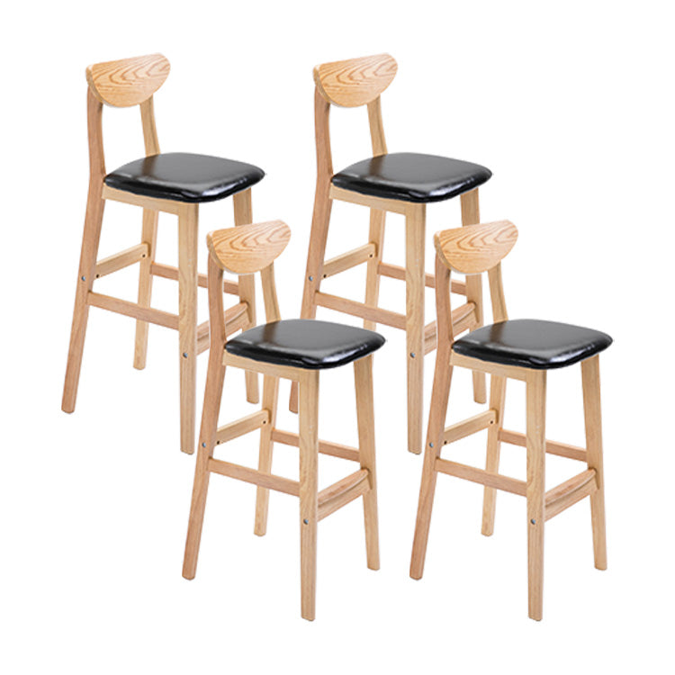 Scandinavian Oak Wood Upholstered Barstool Matte Finish Footrest Stool