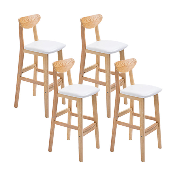 Scandinavian Oak Wood Upholstered Barstool Matte Finish Footrest Stool