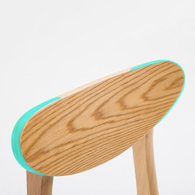 Scandinavian Oak Wood Upholstered Barstool Matte Finish Footrest Stool