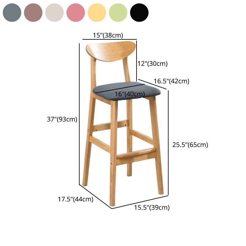 Scandinavian Oak Wood Upholstered Barstool Matte Finish Footrest Stool