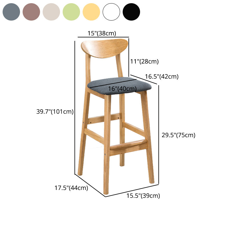 Scandinavian Oak Wood Upholstered Barstool Matte Finish Footrest Stool