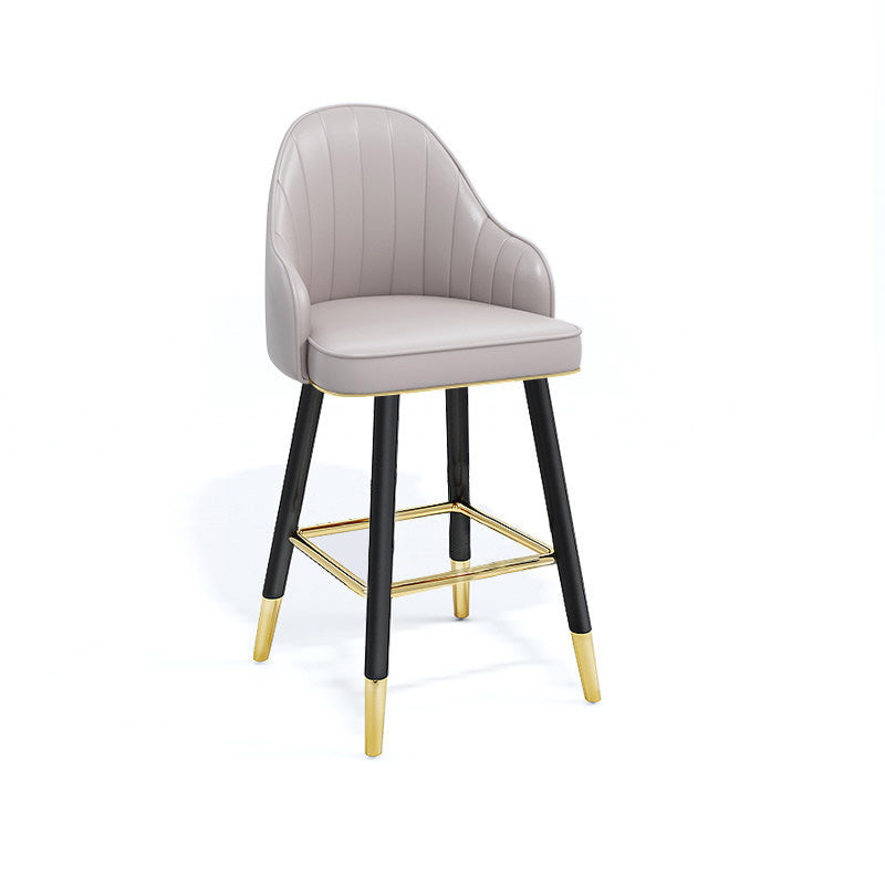 Contemporary Home Leather Stool Matte Finish Footrest Armed Stool