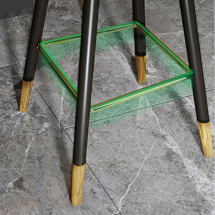 Contemporary Home Leather Stool Matte Finish Footrest Armed Stool