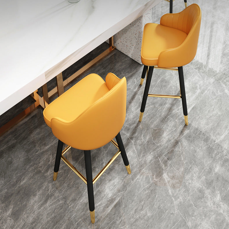 Contemporary Home Leather Stool Matte Finish Footrest Armed Stool