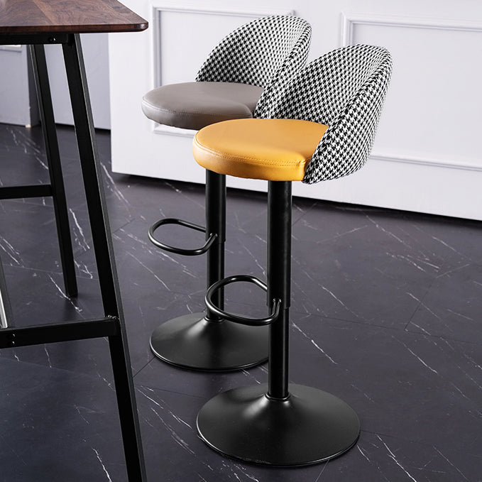 Contemporary Leather Home Stool Matte Finish Adjustable Footrest Barstool