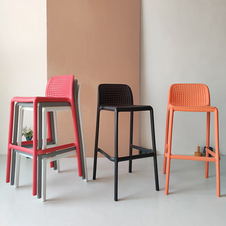 Modern Plastic Bristol Stool Footrest Matte Finish Stackable Barstool