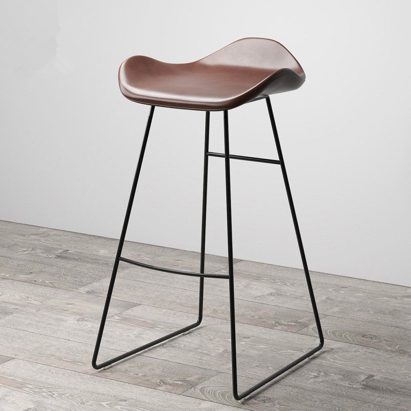Leather Armless Home Stool Modern Footrest Matte Finish Barstool