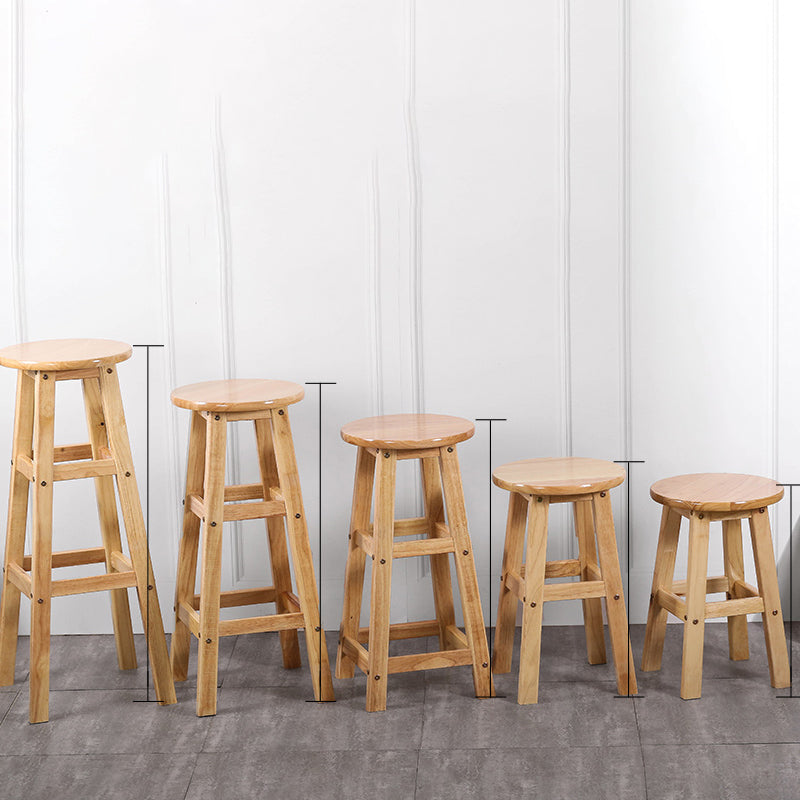 Modern Armless Backless Counter Stool Wood Cafe Bar Stool with Seat and Pedal