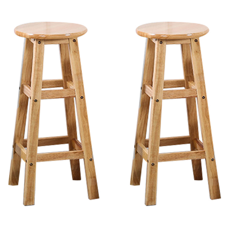 Modern Armless Backless Counter Stool Wood Cafe Bar Stool with Seat and Pedal