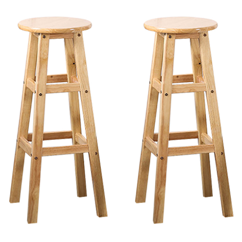 Modern Armless Backless Counter Stool Wood Cafe Bar Stool with Seat and Pedal