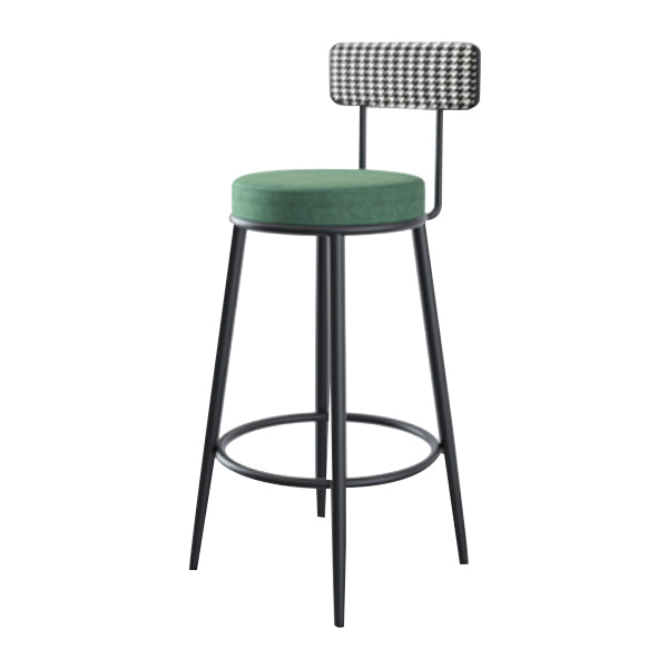 Modern Armless Backrest Counter Stool Iron Kitchen Bar Stool with Velvet Cushion
