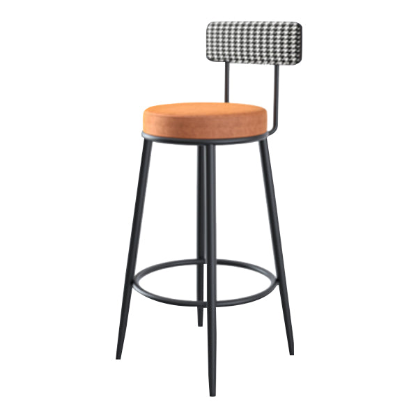 Modern Armless Backrest Counter Stool Iron Kitchen Bar Stool with Velvet Cushion