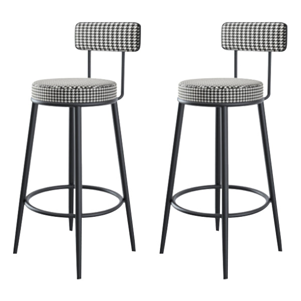 Modern Armless Backrest Counter Stool Iron Kitchen Bar Stool with Velvet Cushion