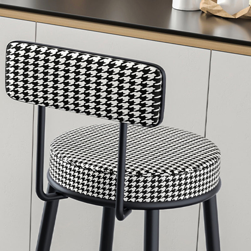 Modern Armless Backrest Counter Stool Iron Kitchen Bar Stool with Velvet Cushion