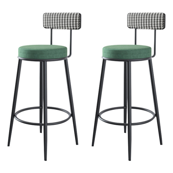 Modern Armless Backrest Counter Stool Iron Kitchen Bar Stool with Velvet Cushion
