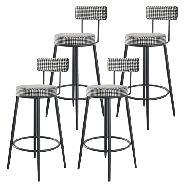Modern Armless Backrest Counter Stool Iron Kitchen Bar Stool with Velvet Cushion