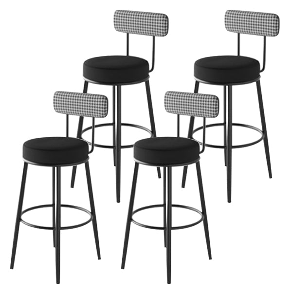 Modern Armless Backrest Counter Stool Iron Kitchen Bar Stool with Velvet Cushion