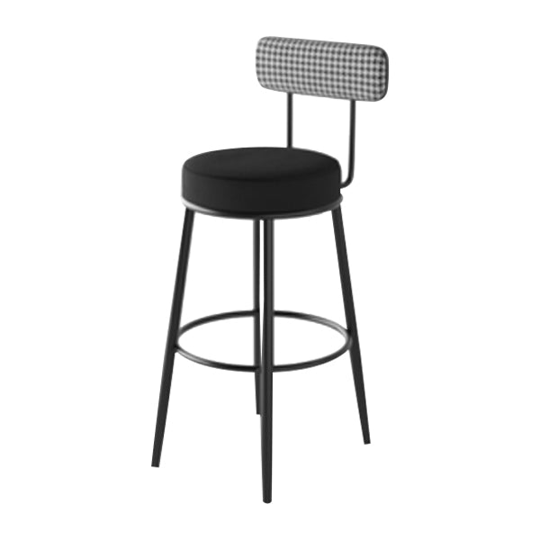 Modern Armless Backrest Counter Stool Iron Cashier Bar Stool with Velvet Cushion and Pedal