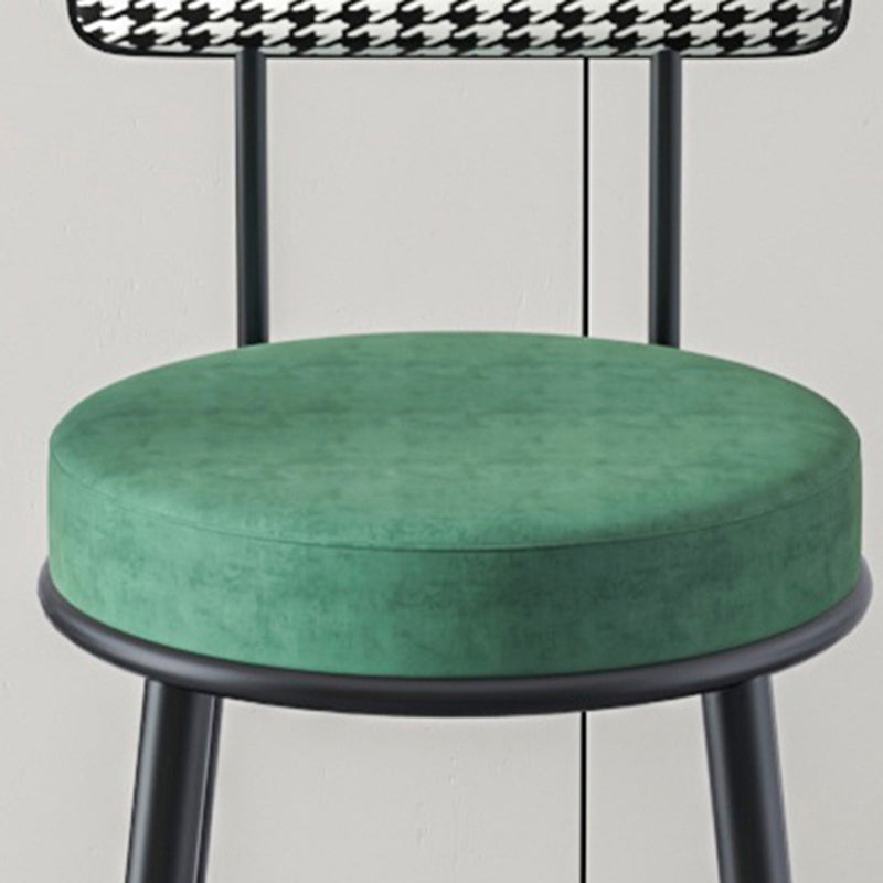 Modern Armless Backrest Counter Stool Iron Cashier Bar Stool with Velvet Cushion and Pedal