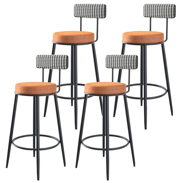 Modern Armless Backrest Counter Stool Iron Cashier Bar Stool with Velvet Cushion and Pedal