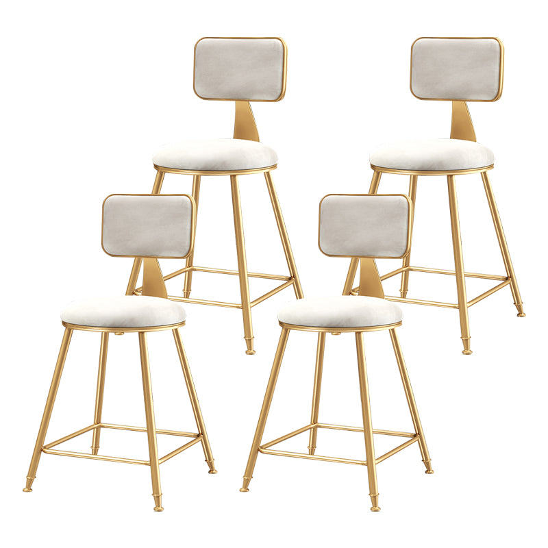 Glam Backrest Armless Counter Stool Iron Bar Stool with Pedal and Velvet Cushion