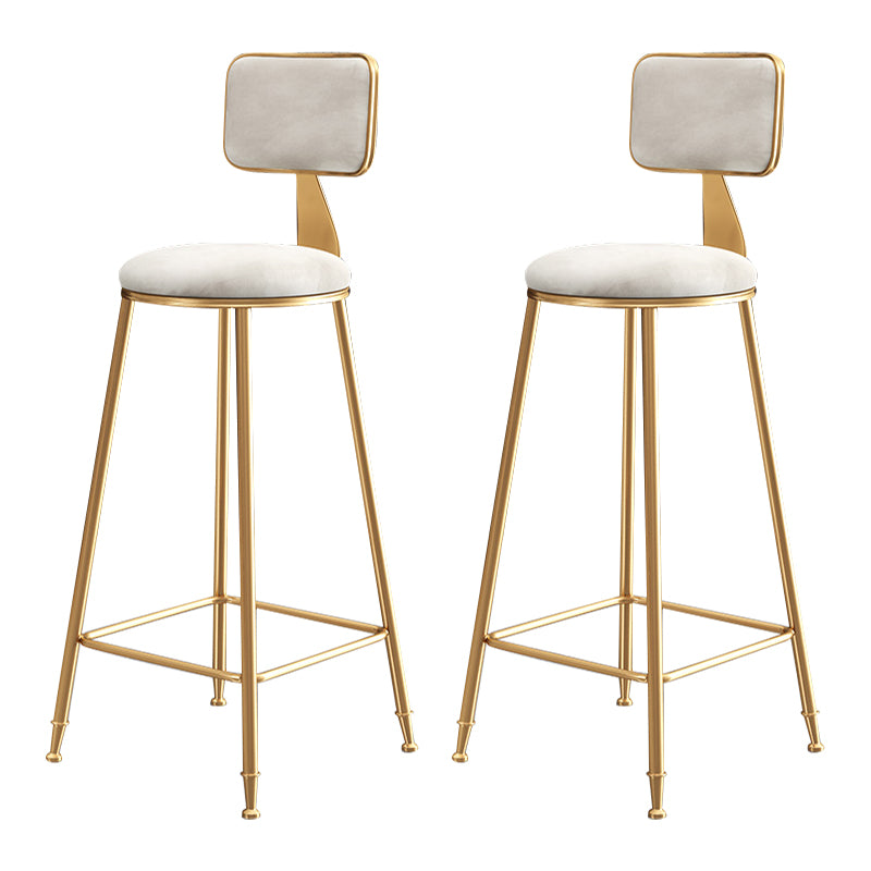 Glam Backrest Armless Counter Stool Iron Bar Stool with Pedal and Velvet Cushion