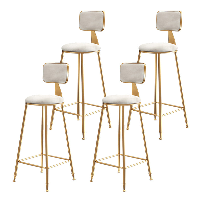 Glam Backrest Armless Counter Stool Iron Bar Stool with Pedal and Velvet Cushion