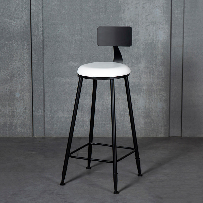 Modern Backrest Counter Stool Iron Milk Tea Shop Bar Stool with Cushion and Pedal