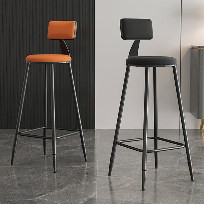 Modern Backrest Counter Stool Iron Milk Tea Shop Bar Stool with Cushion and Pedal