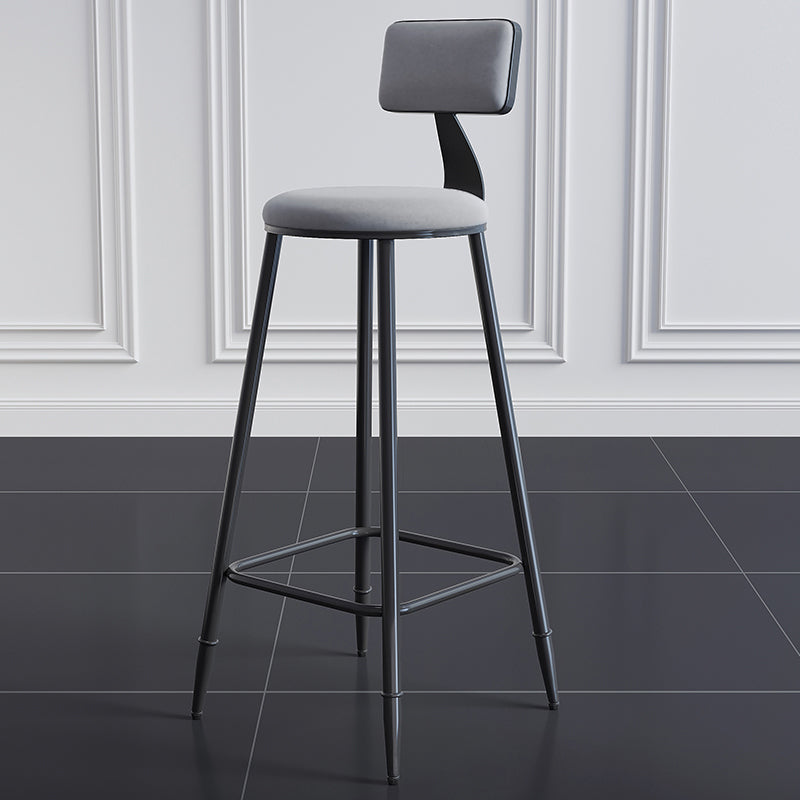 Modern Backrest Counter Stool Iron Milk Tea Shop Bar Stool with Cushion and Pedal