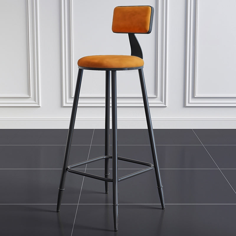 Modern Backrest Counter Stool Iron Milk Tea Shop Bar Stool with Cushion and Pedal