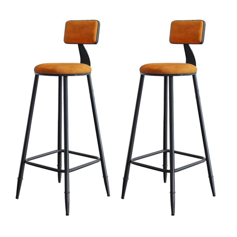 Modern Backrest Counter Stool Iron Milk Tea Shop Bar Stool with Cushion and Pedal