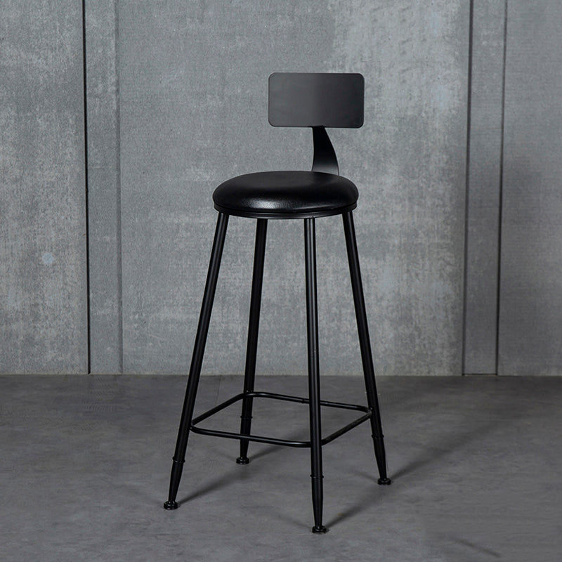 Modern Backrest Counter Stool Iron Milk Tea Shop Bar Stool with Cushion and Pedal