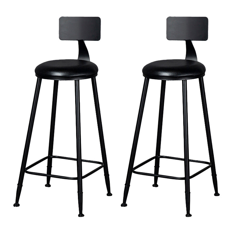 Modern Backrest Counter Stool Iron Milk Tea Shop Bar Stool with Cushion and Pedal