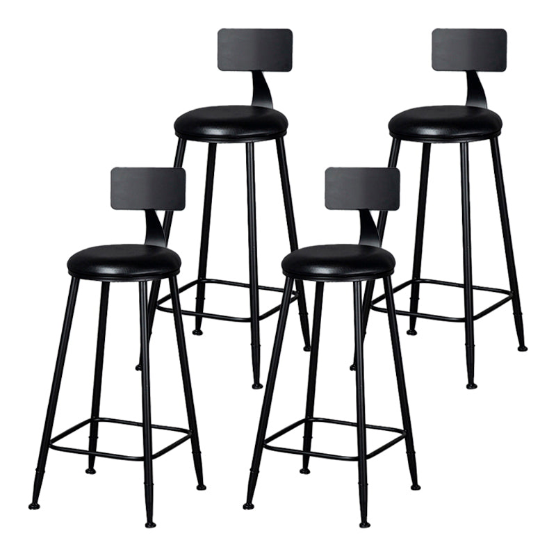 Modern Backrest Counter Stool Iron Milk Tea Shop Bar Stool with Cushion and Pedal
