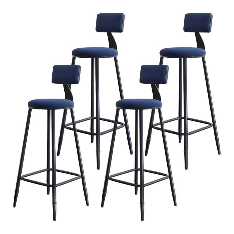 Modern Backrest Counter Stool Iron Milk Tea Shop Bar Stool with Cushion and Pedal