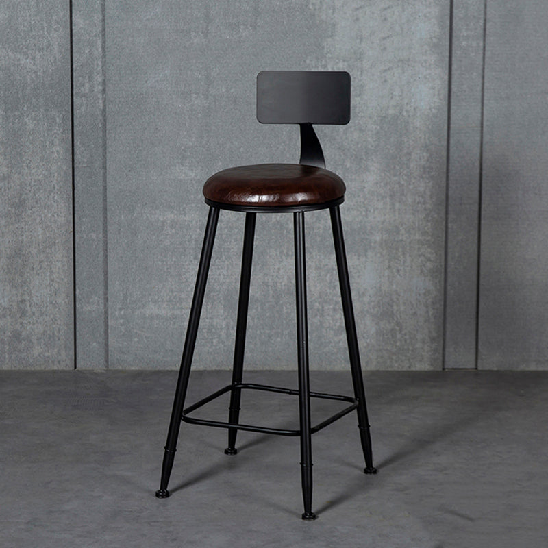 Modern Backrest Counter Stool Iron Milk Tea Shop Bar Stool with Cushion and Pedal